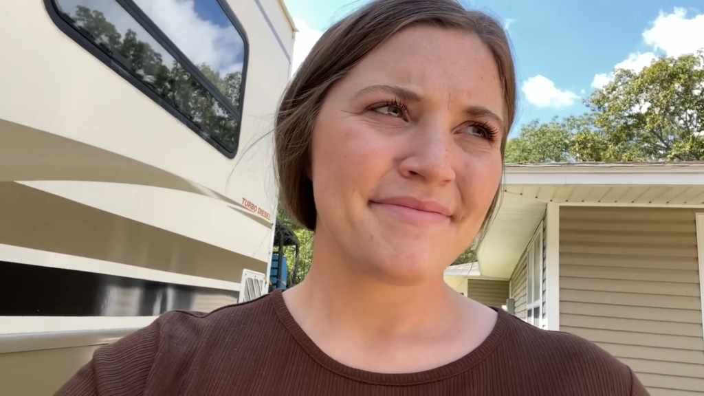 Joy-Anna Duggar appears in a YouTube video shot at the end of September 2023.