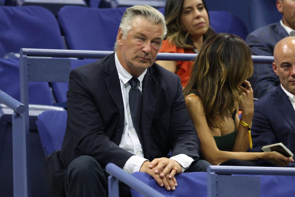 Alec Baldwin attends a men's singles first round tennis match on day one of the US Open tennis tournament at the USTA Billie Jean King National Tennis Center in New York City, on August 26, 2024.